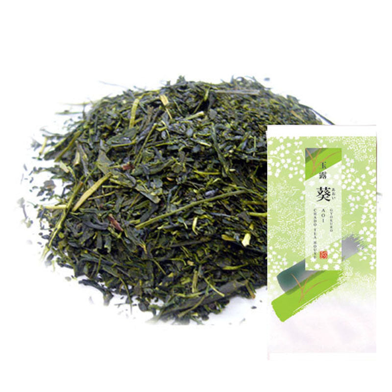 Gyokuro Shizuoka Imperial 100g details. Details of the shaded loose leaf green tea from Japan.