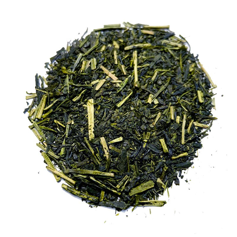 young stems and leaves green tea leaves. The tea comes from the Yabukita cultivar - a favorite amongst japanese tea farmers