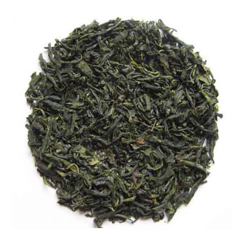Guricha Tamaryokucha Tea close up of leaves. Filled with green tea flavor to enjoy. The curled leaves a key characteristic of Guricha Tea