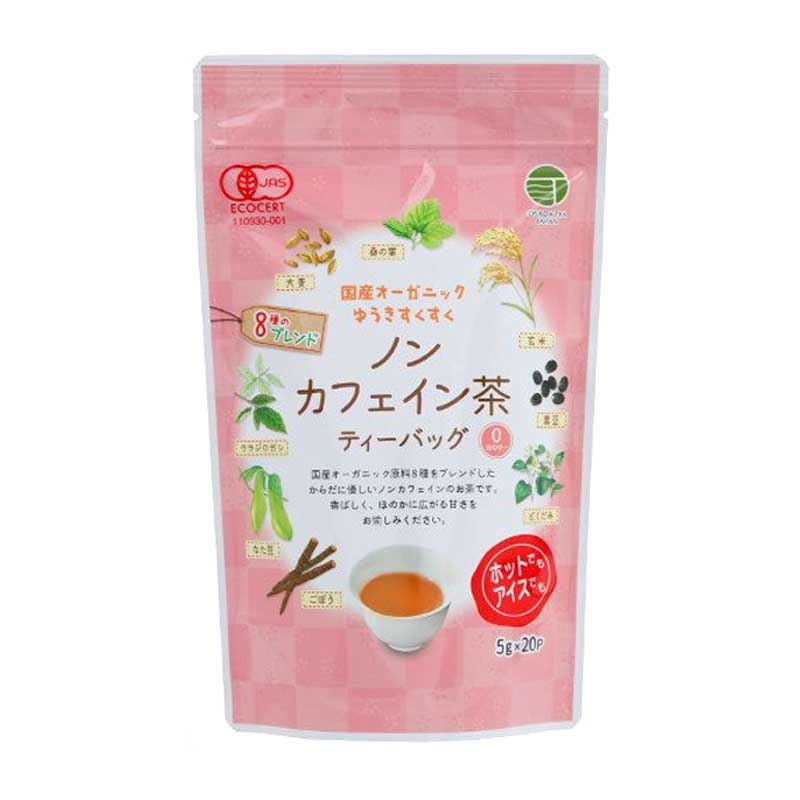 Organic Japanese Herbal Tea Bag package from chado tea house. Enojoy this atypical example of teas leavs plant - our green tea decaffeinated!